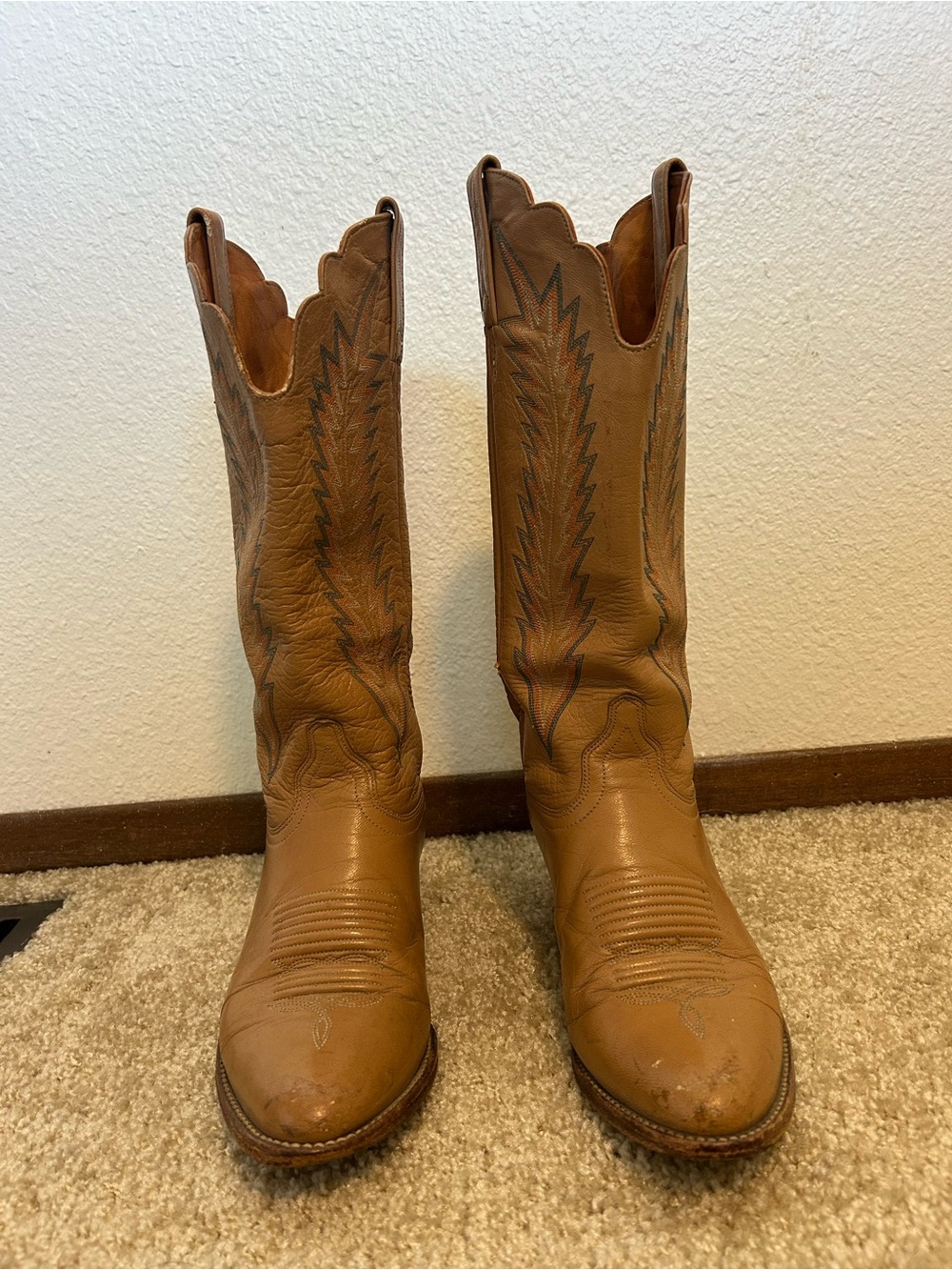 J Chisholm Leather Antique Western Cowboy Boots